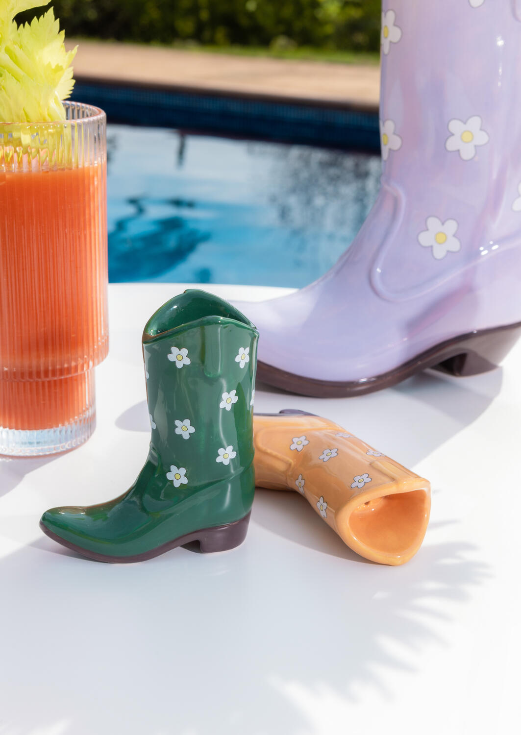 Rodeo Cowboy Boot Salt -og peber sæt - Orange/Grøn
